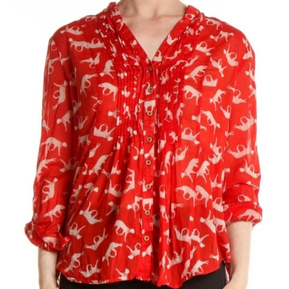 Anthropologie Maeve Button Up Long Sleeve Cheetah Print Lightweight Sheer Size 6 - Picture 1 of 11